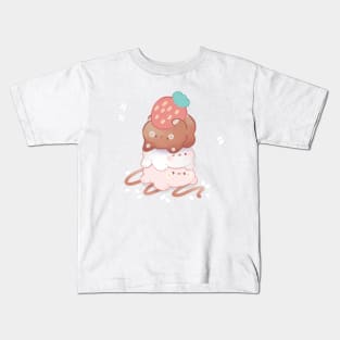 Neapolitan Ice Cream Cat Stack Kids T-Shirt